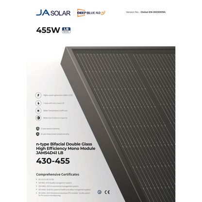 JA Solar 445W, Glas-Glas, Full Black, Bifacial (JAM54D41)